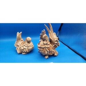 Arnel Rooster And Hen Vintage Handmade Ceramic Glazed, Home Decoration 8.5"